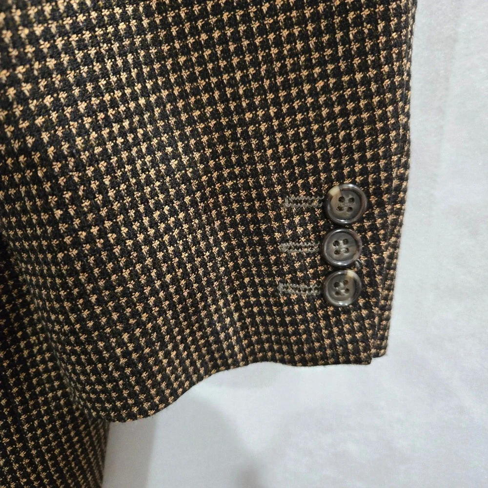 YSL Yves Saint Laurent 44R* Vintage 80s Blazer Brown Wool Silk MicroCheck Jacket